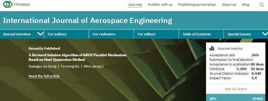 International Journal of Aerospace EngineeringSci