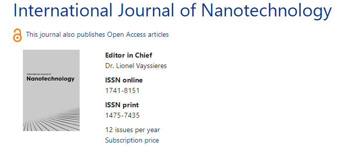 International Journal of Nanotechnology好發(fā)嗎