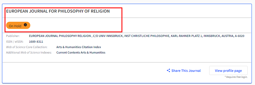 European Journal For Philosophy Of Religion